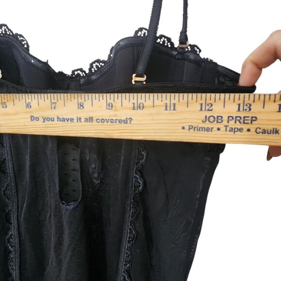 VTG VICTORIAS SECRET BLACK LACE LINGERIE CORSET GARTER WHIMSIGOTH WITCHY SZ 34B - Picture 6 of 13